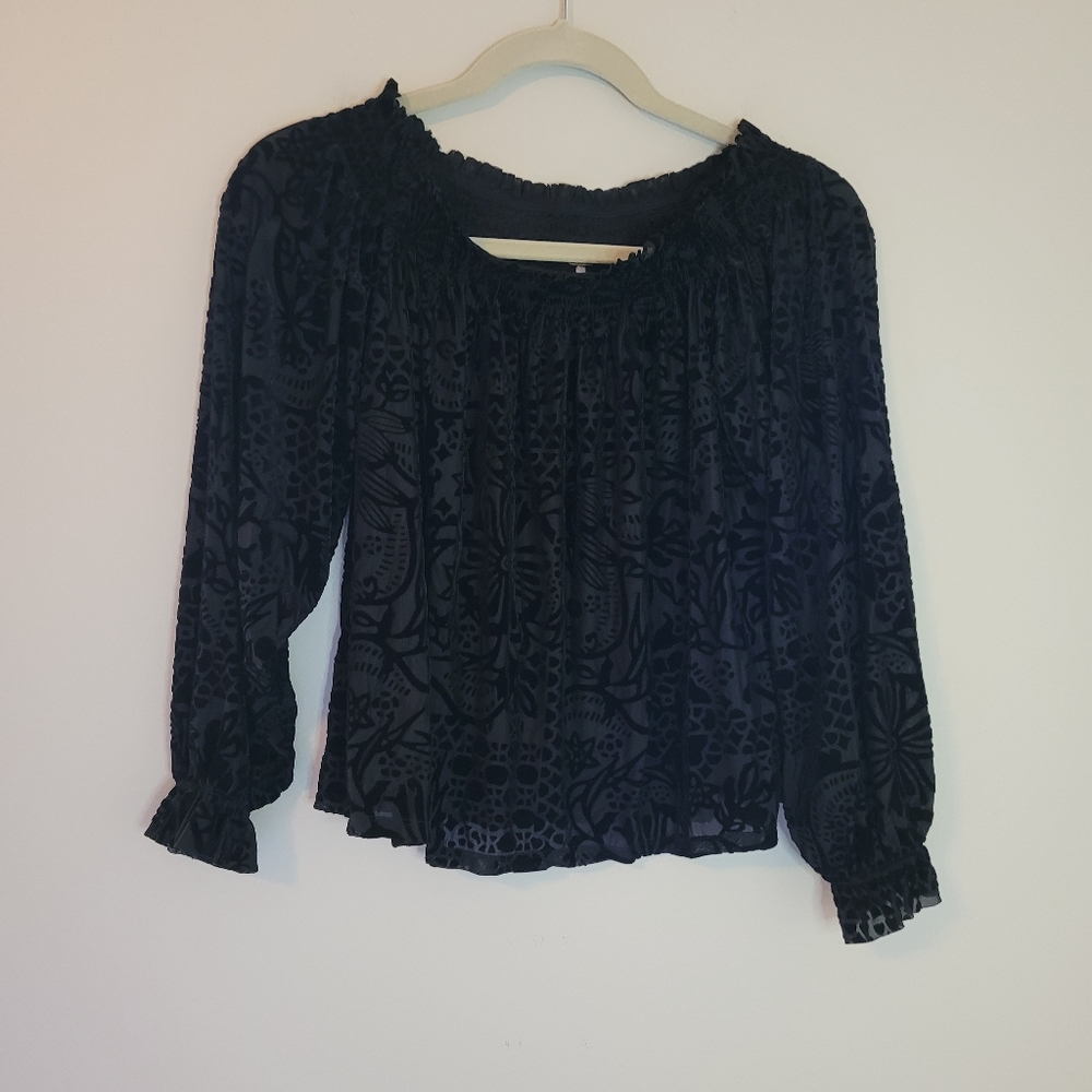 Free People A Little Twist Velvet Boho Top